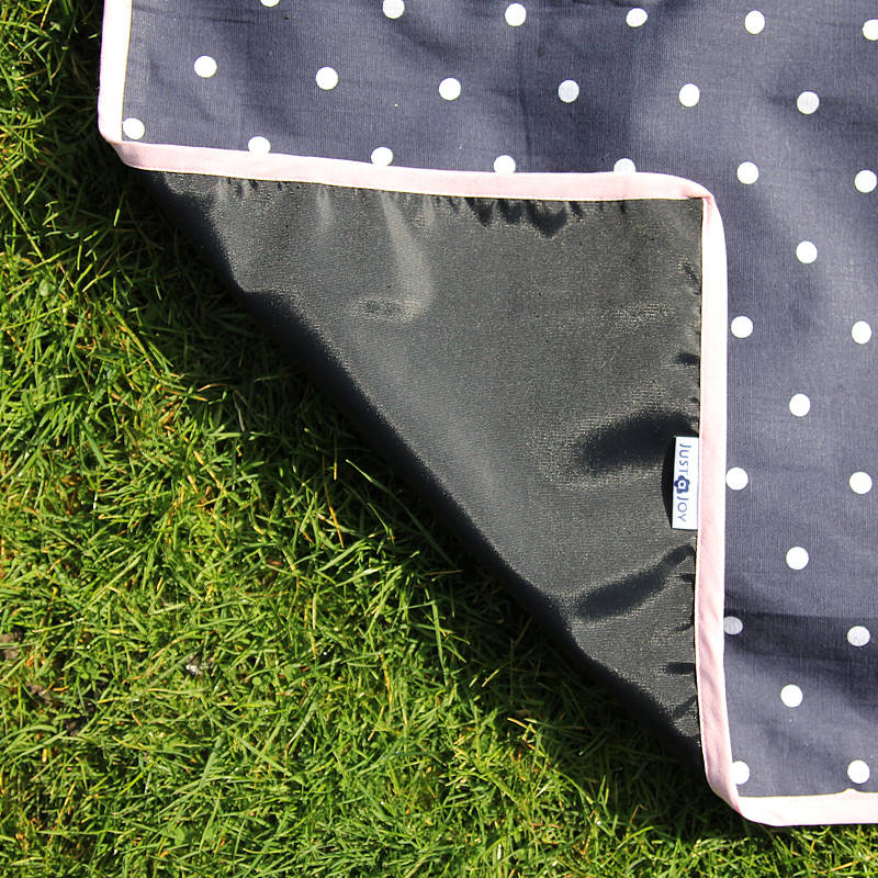 extra large navy polka dot picnic rug by just a joy